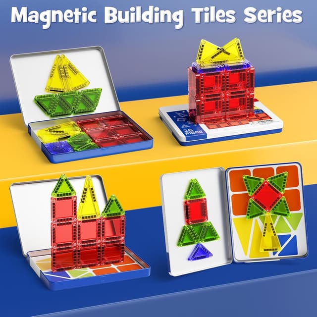 Detalle de Travel Magnetic Tiles 26-piece Mini Magnetic Tile Blocks (iron box) for 3+ year olds