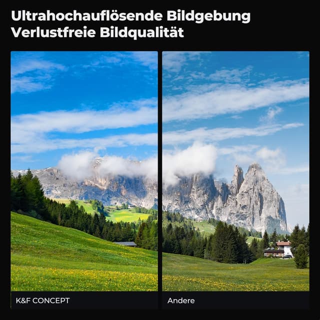 Detalle de K&F CONCEPT Polfilter 62 mm CPL (Nano-Xcel) – reduziert Blendung und Reflexionen, schützt vor Staub & Kratzern