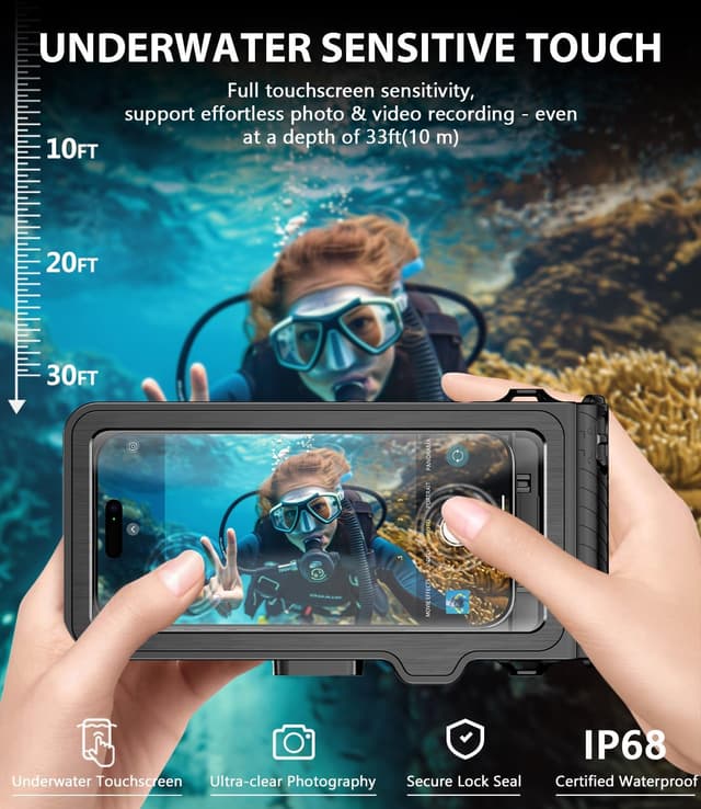 Detalle 2 de Universal Waterproof Phone Case for Snorkeling (Underwater Touchscreen Housing) for iPhone & Galaxy up to 6.9