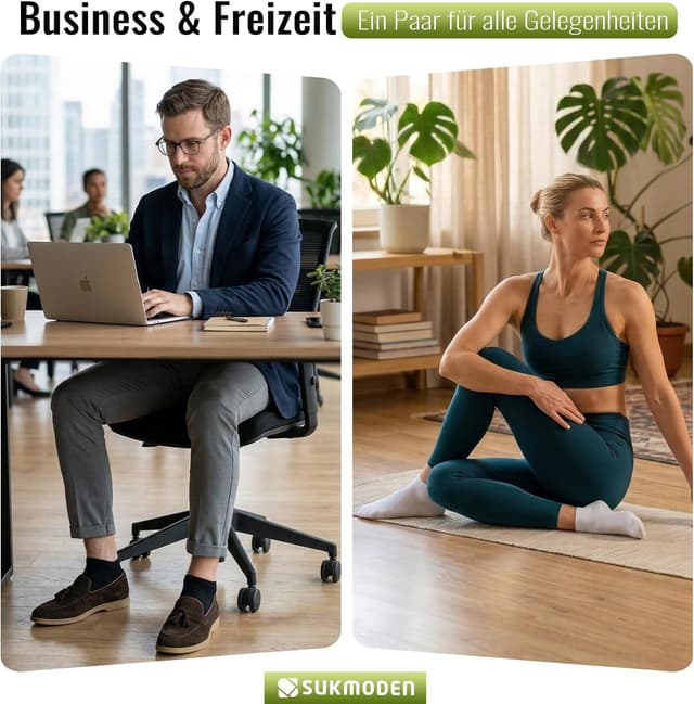 Detalle 2 de SukModen 12/24 Paar Sneaker-Socken aus Bambus – Anti-Geruch, atmungsaktiv & verstärkte Zonen