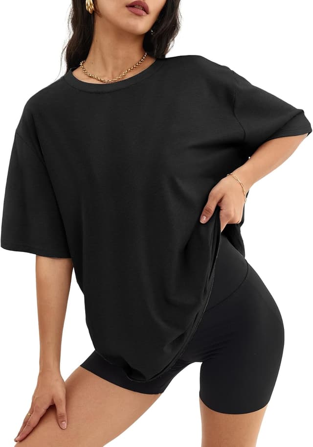 Detalle de ATHMILE Women’s Oversized T-Shirts (Casual Tee for Gym, Workouts & Summer Outfits)