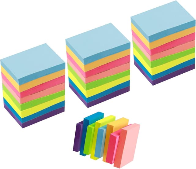 Detalle 2 de 24 Pads Mini Sticky Notes (1.5 × 2 inch / 38 × 51 mm) Bright Colours, removable adhesive notes