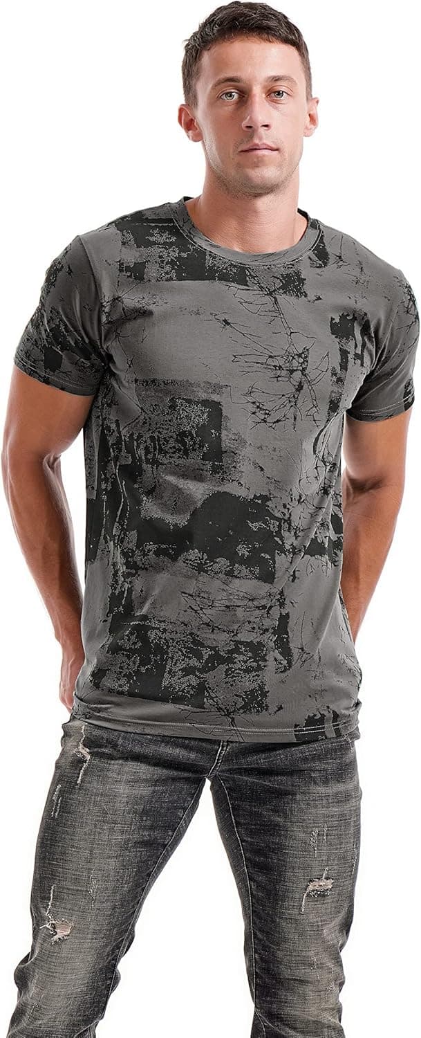 Detalle de RONOMO Herren-T-Shirt aus 95% Baumwolle & 5% Spandex mit Mikroelastik und hautfreundlichem Tragegefühl