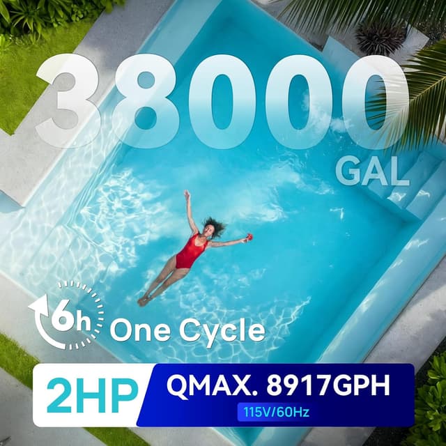 Detalle de AQUASTRONG Sand Filter Pump for Above Ground Pools with 24-Hour Timer & 6-Way Valve (Up to 38,000 gal)