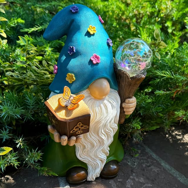 Thumbnail 6 de Solar Magician Gnome 9.45 Inch Solar Garden Statue