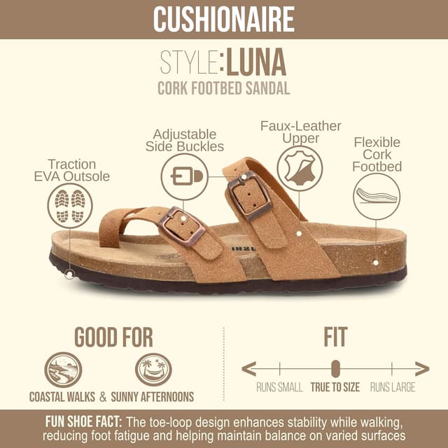 Detalle 2 de CUSHIONAIRE Luna cork insole women's sandals 👡