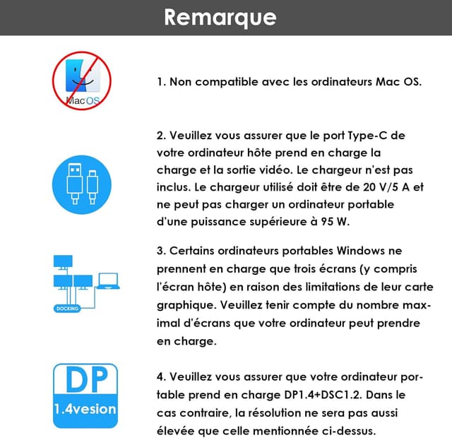 Detalle de WAVLINK Station d’accueil triple 4K 7 en 1 avec double HDMI, DP et charge PD 100 W