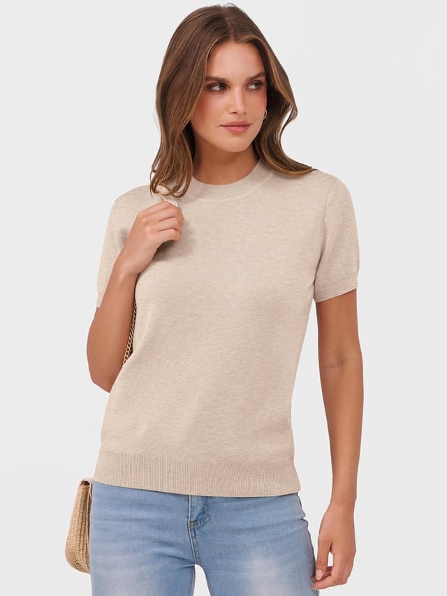 Detalle 2 de ANRABESS Womens Short Sleeve Wool Blend Sweater 2026