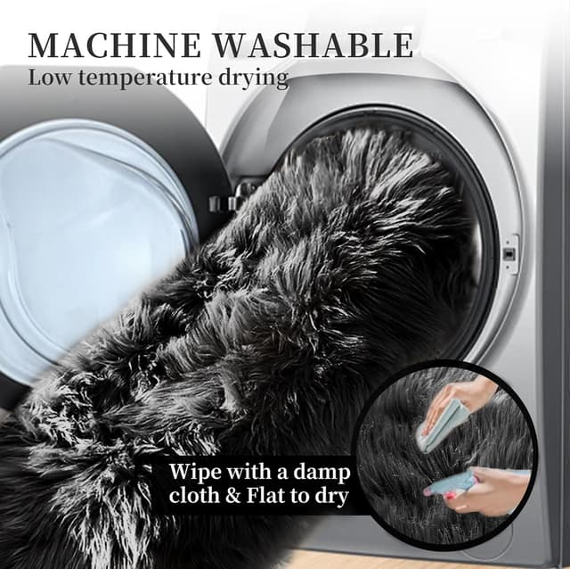 Detalle 2 de ORINOVA tapis rond noir 180 cm en fausse fourrure shaggy