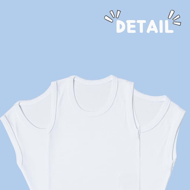 Detalle de rise&Raba Baby Bodysuit 3-pack in 100% organic cotton (sleeveless straps) for boys and girls