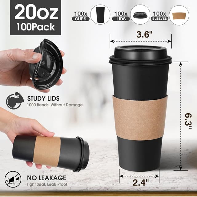 Thumbnail 1 de 20 oz coffee cups leak free by Ginkgo