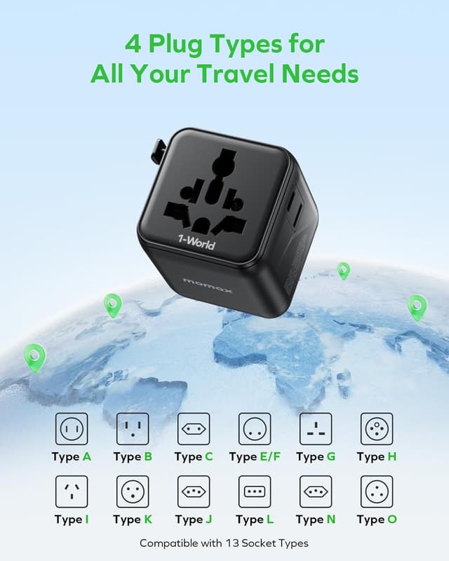 Detalle 1 de MOMAX Universal Travel Adapter Mini 98g
