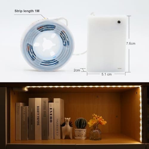 Detalle de Auting Tira de pilas LED de 1 metro con 30 LED y luz blanca cálida (para debajo del armario)