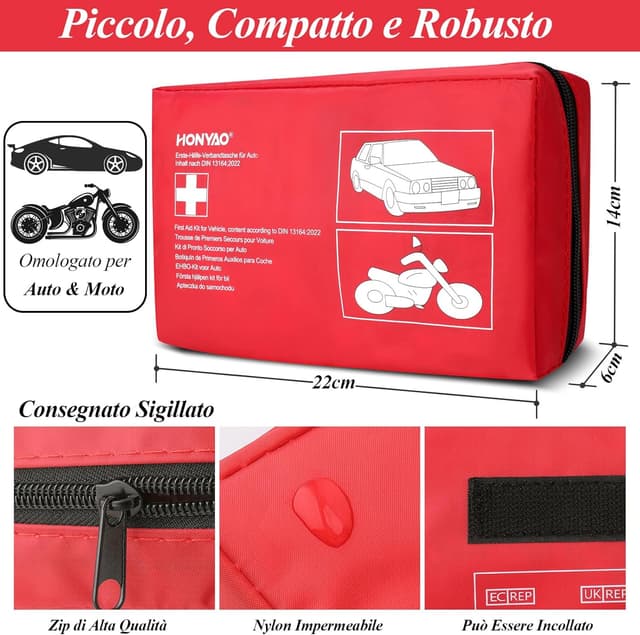 Detalle de HONYAO kit pronto soccorso DIN 13164 22x14x6