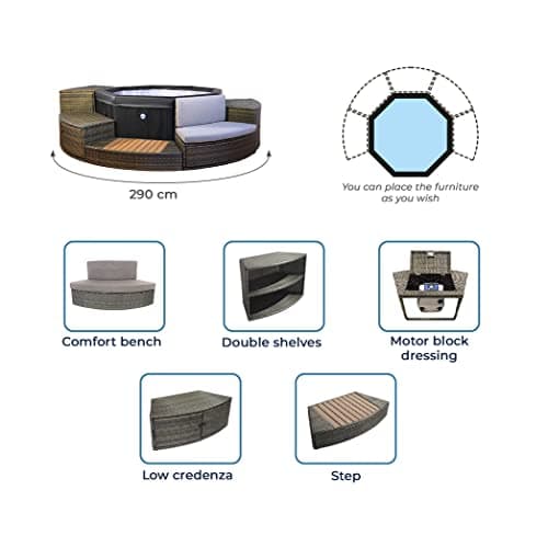 Thumbnail 2 de NETSPA SP-OCT165/MOB2 | Spa Octopus Semi Rígido con Muebles 4-6️⃣