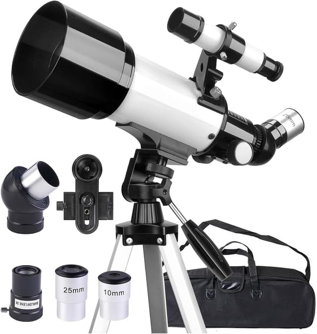 Detalle de Misilmp 70mm aperture 400mm refractor telescope with tripod, phone adapter and carry bag (white)