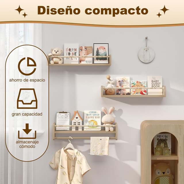 Thumbnail 5 de WOLTU Estantes Flotantes Infantiles de Madera