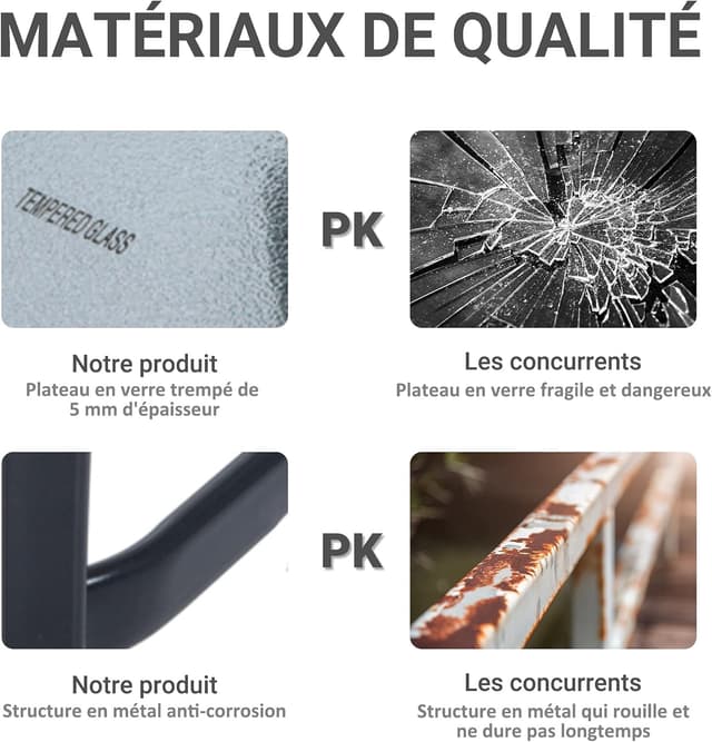 Thumbnail 4 de Outsunny table bistro carré 68 cm gris