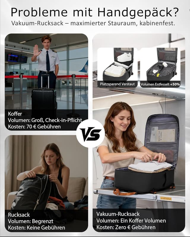 Thumbnail 6 de COOLIFE Vakuum Rucksack 40x20x25 Ryanair