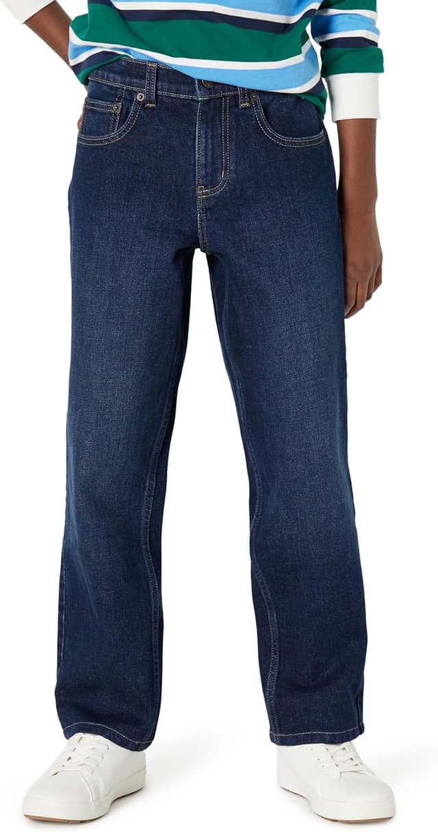 Detalle de Amazon Essentials Jungen Medium Stretch Loose Jeans mit geradem, weitem Bein