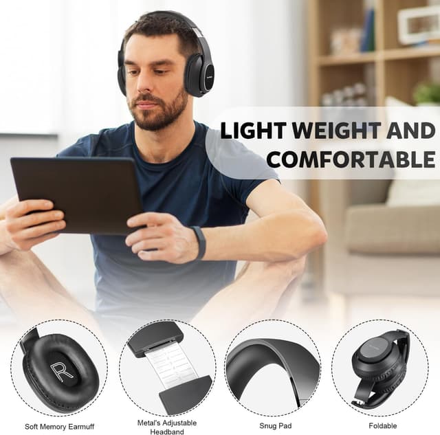 Detalle de WorWoder wireless headphones 80hrs comfort