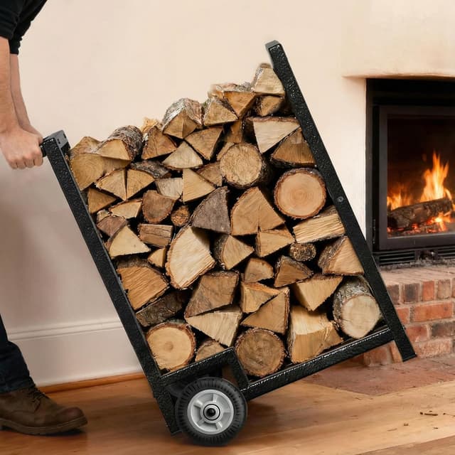 Detalle de HFHOME Log Store Indoors 2‑Tier 78 x 46 cm