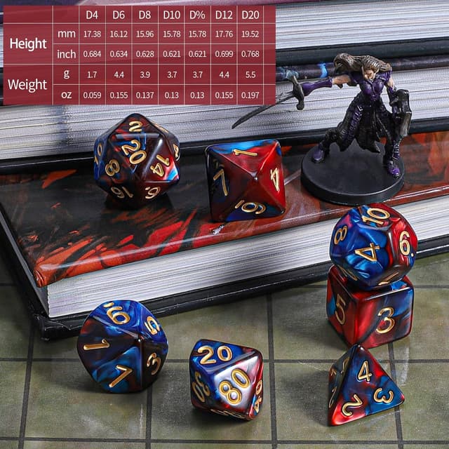 Detalle de QMAY DND dice set polyhedral 7 pieces