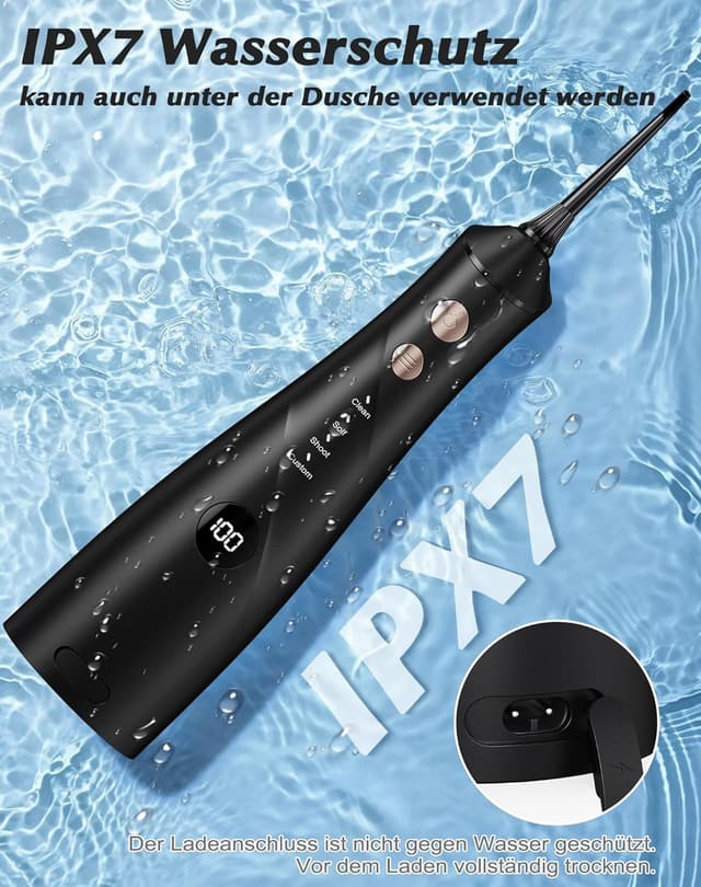 Thumbnail 6 de Hsweeth kabellose Munddusche (elektrisch) mit digitaler Anzeige, 5 Jet-Tipps & 4 Modi – IPX7 wasserdicht