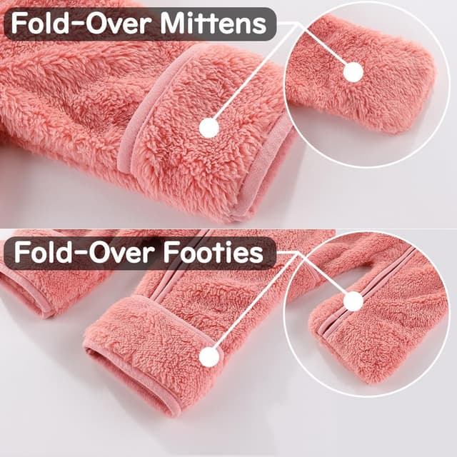 Detalle 2 de Fairy Baby bear hooded fleece snowsuit with foldable mittens and footmuffs