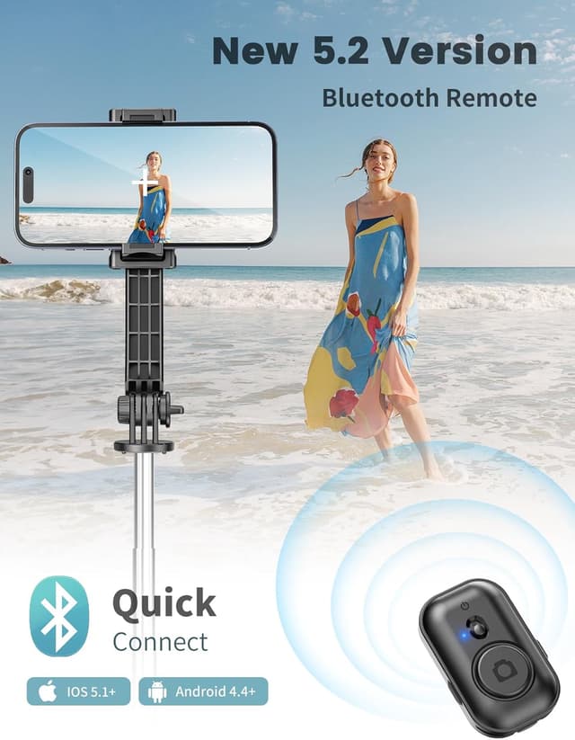 Detalle 2 de Selfie Stick 106 cm ausziehbar mit Fernbedienung đ€ł