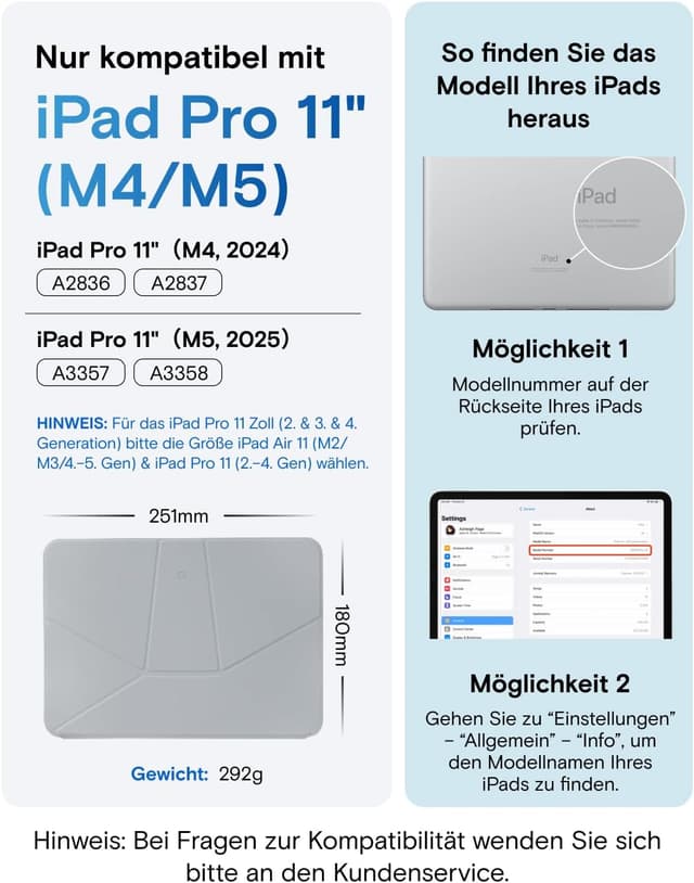 Detalle de MOFT Dynamic Folio Hülle für 11" iPad Pro (M4 2024/M5 2025) – schlanke Magnet-Hülle mit Ständer, Auto Wake/Sleep, Cement
