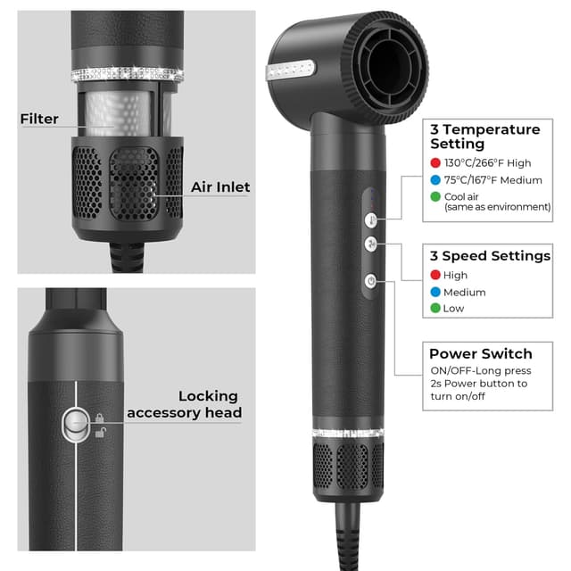 Thumbnail 6 de UKLISS Air Styler 7-in-1 Warmluftbürste-Set mit Ionenpflege und 7 Aufsätzen