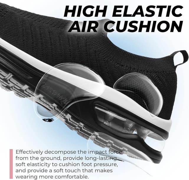 Detalle de Littleplum Damen Slip-On Sneaker mit Mesh, Memory-Foam Einlegesohle und flexibler Gummisohle