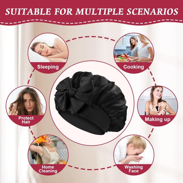 Thumbnail 6 de ACWOO Seidenhaube zum Schlafen (doppelseitig, Satin) – Bonnet mit elastischem Band für Haare schützen