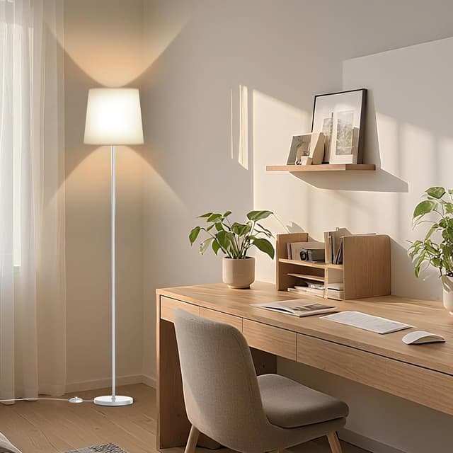 Detalle de SIBRILLE Lampada da Terra Salotto 9W con telecomando, 3000K–6000K e paralume in lino