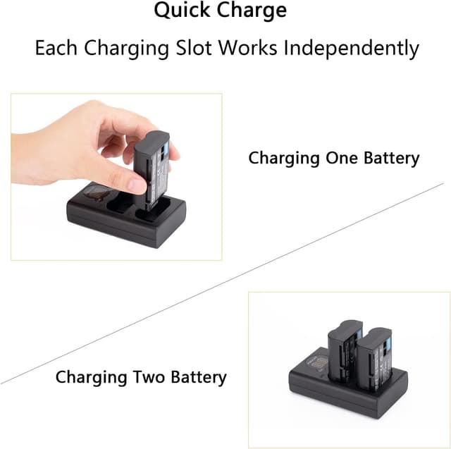 Detalle de PHOLSY Dual-Ladegerät EN-EL15 (MH-25 / MH-25a) für Nikon Z & D, 2 Akkus gleichzeitig
