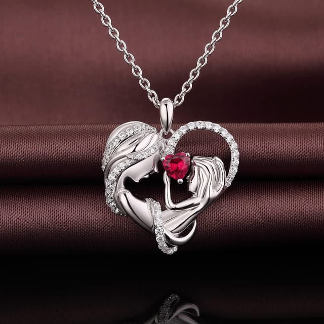 Detalle 2 de Miaofu Halskette Damen „Mutter und Tochter“ mit Herz aus 925 Sterling Silber & 5A Zirkonia, 45–48 cm