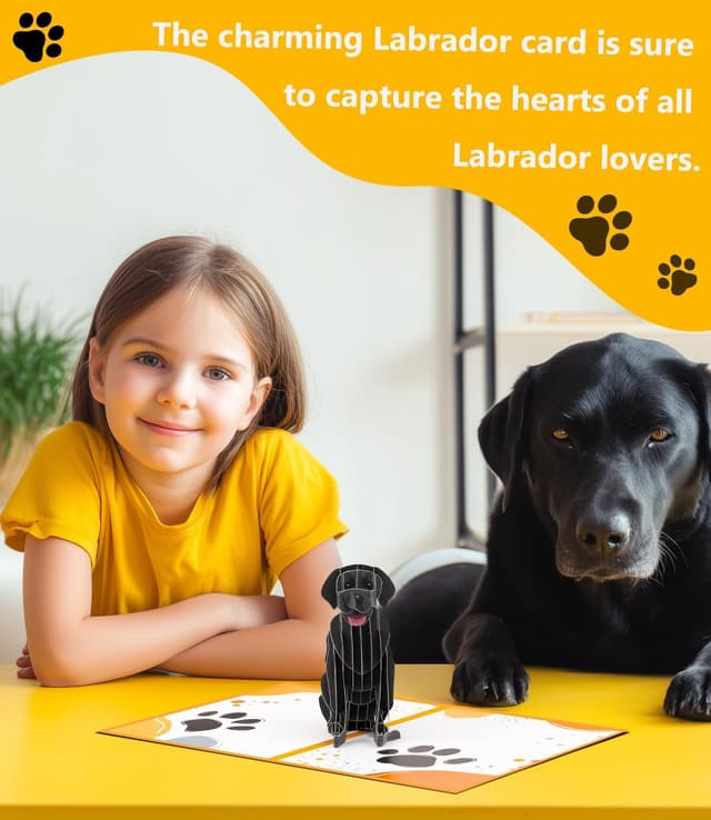 Thumbnail 3 de Labrador 3D Geburtstagskarte schwarz