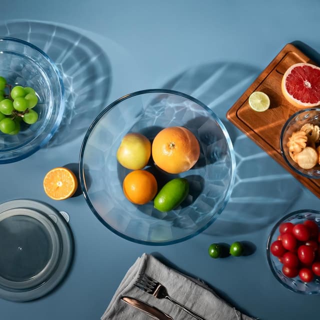 Detalle de Freshmage 5-Pack Mixing Bowls with Airtight Lids (Thick Borosilicate Glass) – Nesting Set for Baking & Meal Prep