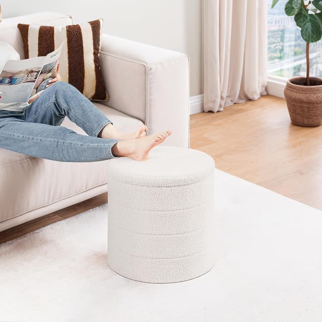 Thumbnail 1 de PINPLUS Round Storage Ottoman with Tray 1️⃣