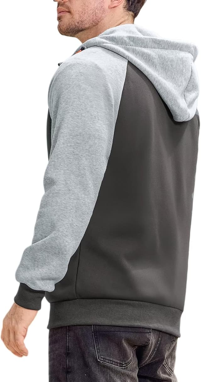 Detalle de Elainone Men’s Zip-Up Hoodie Fleece Lined Colour Block (Regular Fit) for Outdoor, Gym & Everyday Wear
