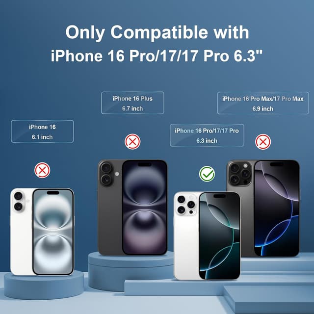 Detalle 2 de GiiYoon 3-Pack Tempered Glass Screen Protectors for iPhone 17 / 17 Pro / 16 Pro (9H, Full Coverage)