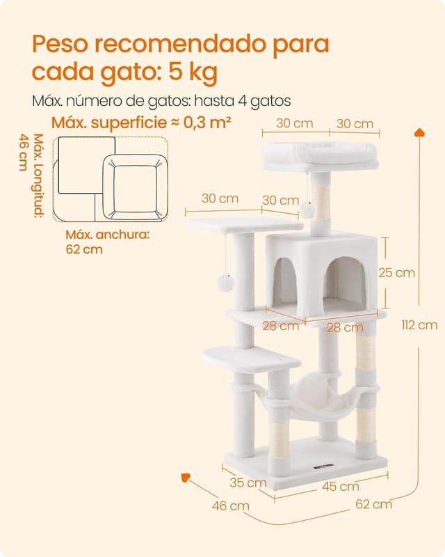 Thumbnail 6 de Feandrea PCT261M01 Árbol para gatos 112 cm