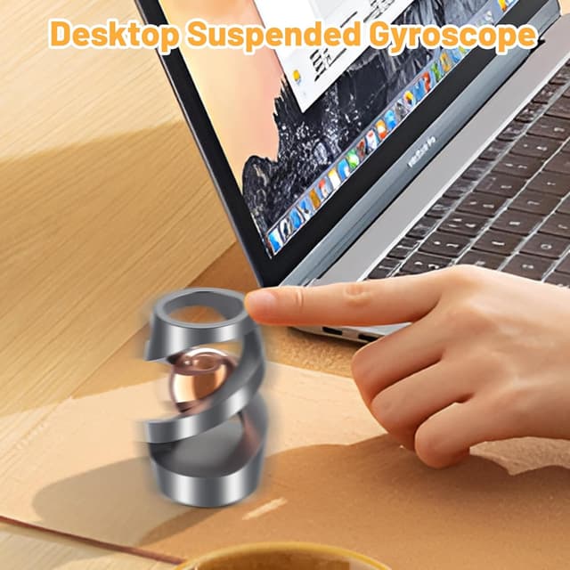 Detalle de Upgraded Kinetic Desk Toys Kinetic Spinning Desk Toy (Grey Rose Gold) — Aluminum Alloy Fidget for Office & School