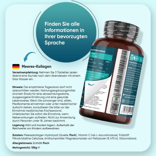 Detalle 2 de Marine Kollagen Tabletten 1 & 3, 180