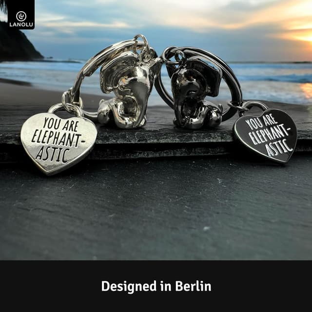 Detalle de LANOLU Schlüsselanhänger Elefant „Rüsselmeister“ – Glücksbringer für Partner & beste Freundin aus Metall