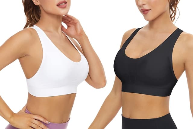 Detalle de SEGRILA Women’s Sports Bras 3 Pack with Crisscross Back and Removable Pads