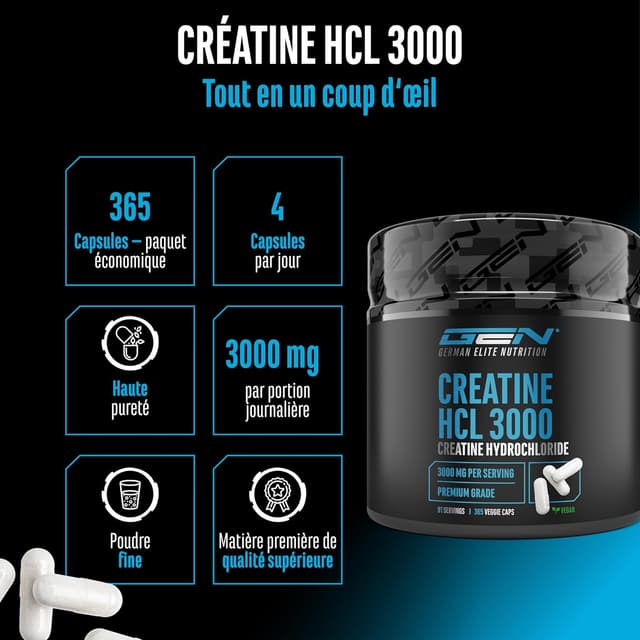 Detalle 2 de GEN GERMAN ELITE NUTRITION Créatine HCL 3000 mg