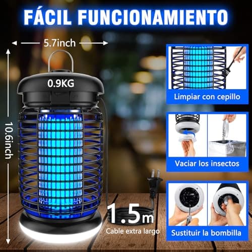 Thumbnail 7 de seenlast Lámpara antimosquitos eléctrica 15W UV 4200V con LED, IPX4 (80–140 m²)