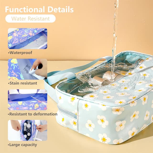 Detalle 2 de Mikytoper Clear Toiletry Bag Set (3 pcs) – Waterproof PVC wash bags with handle, large capacity travel cosmetic bags (2024 Purple)